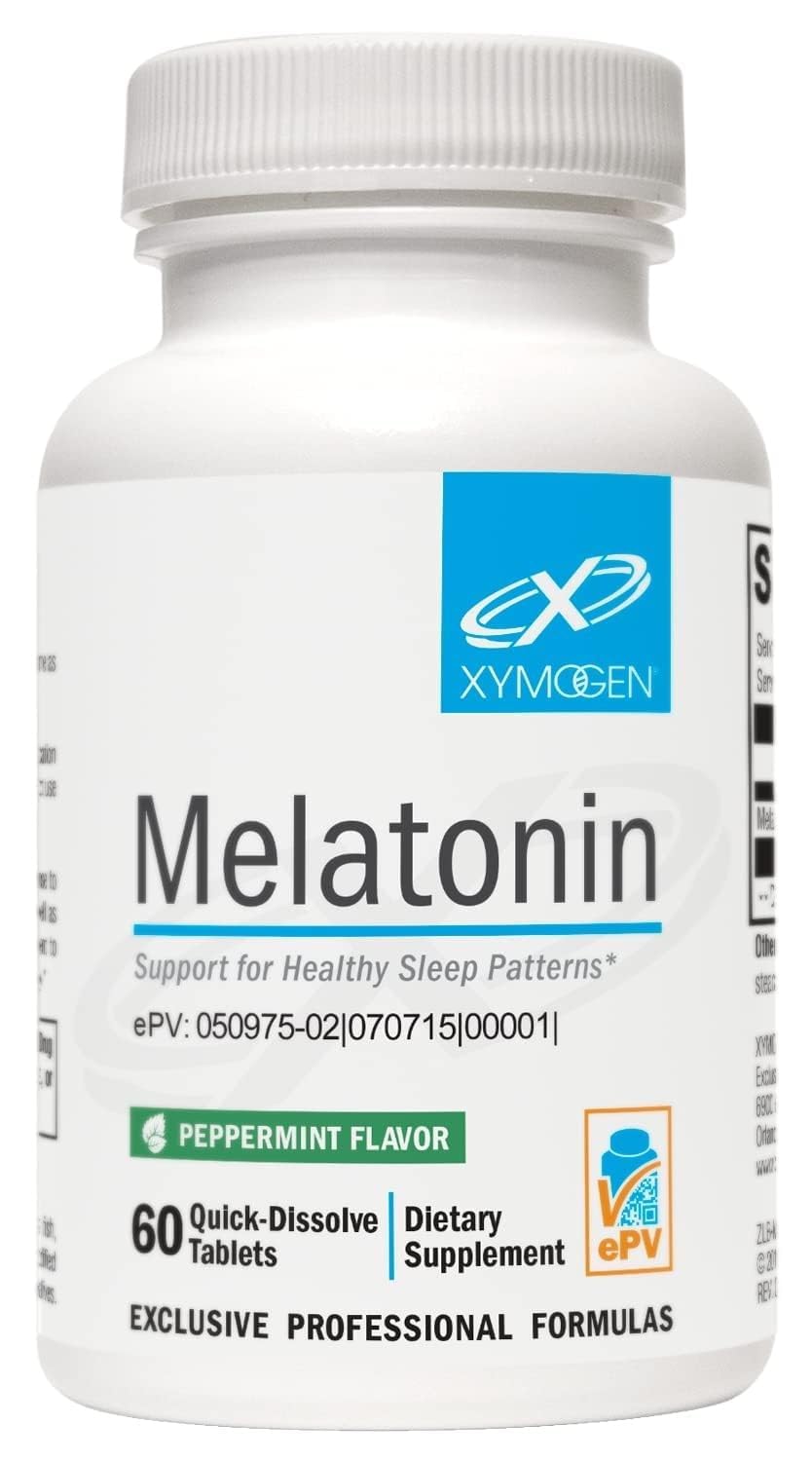 XYMOGEN Melatonin 3 mg Quick-Dissolve Tablet Sleep Pattern & Circadian Rhythm Support, Vegan & Gluten-Free Peppermint Flavor, 60 Tablets
