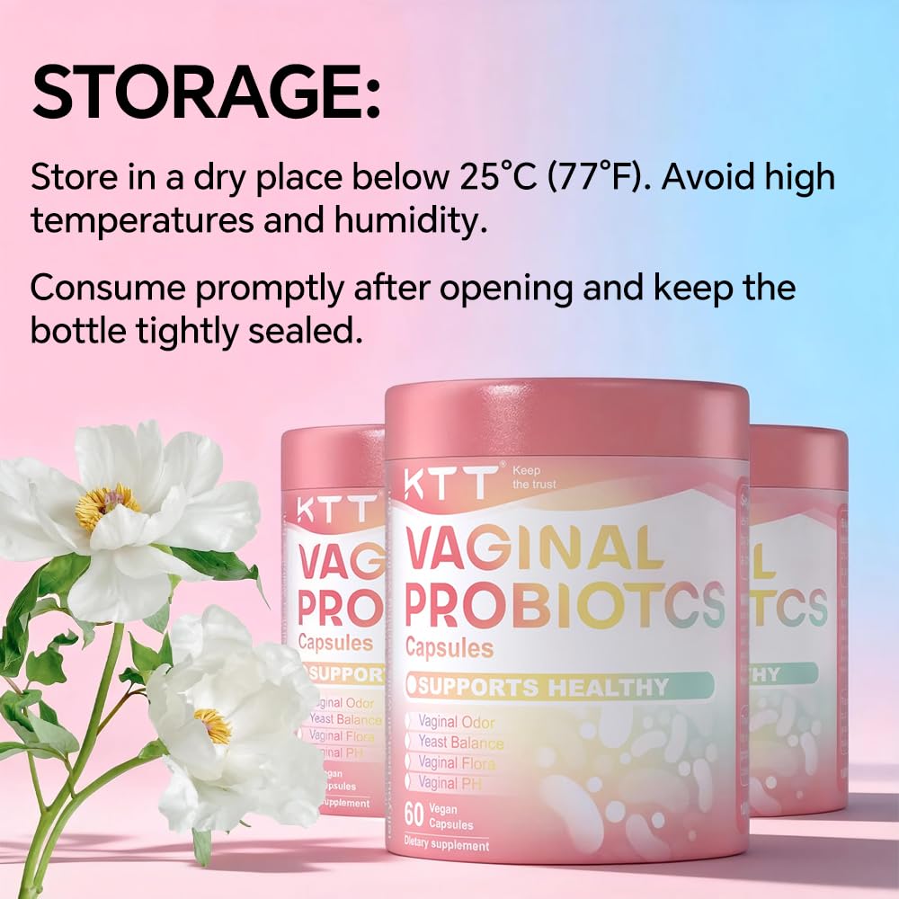 KTT Probiotics Women Vaginal Probiotics URO Viginal Probiotic Prebiotics and Probiotics for Feminine Health 5B CFU 4 Strains Lactobacillus pH Balance Gut & Immune Support Shelf Stable 180 Capsules