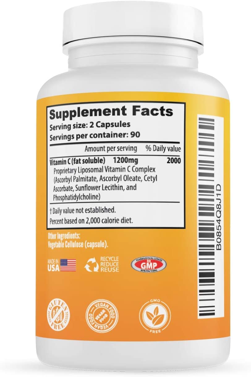 Whole Nature Liposomal Vitamin C Capsule 1200 mg, 180 Capsules