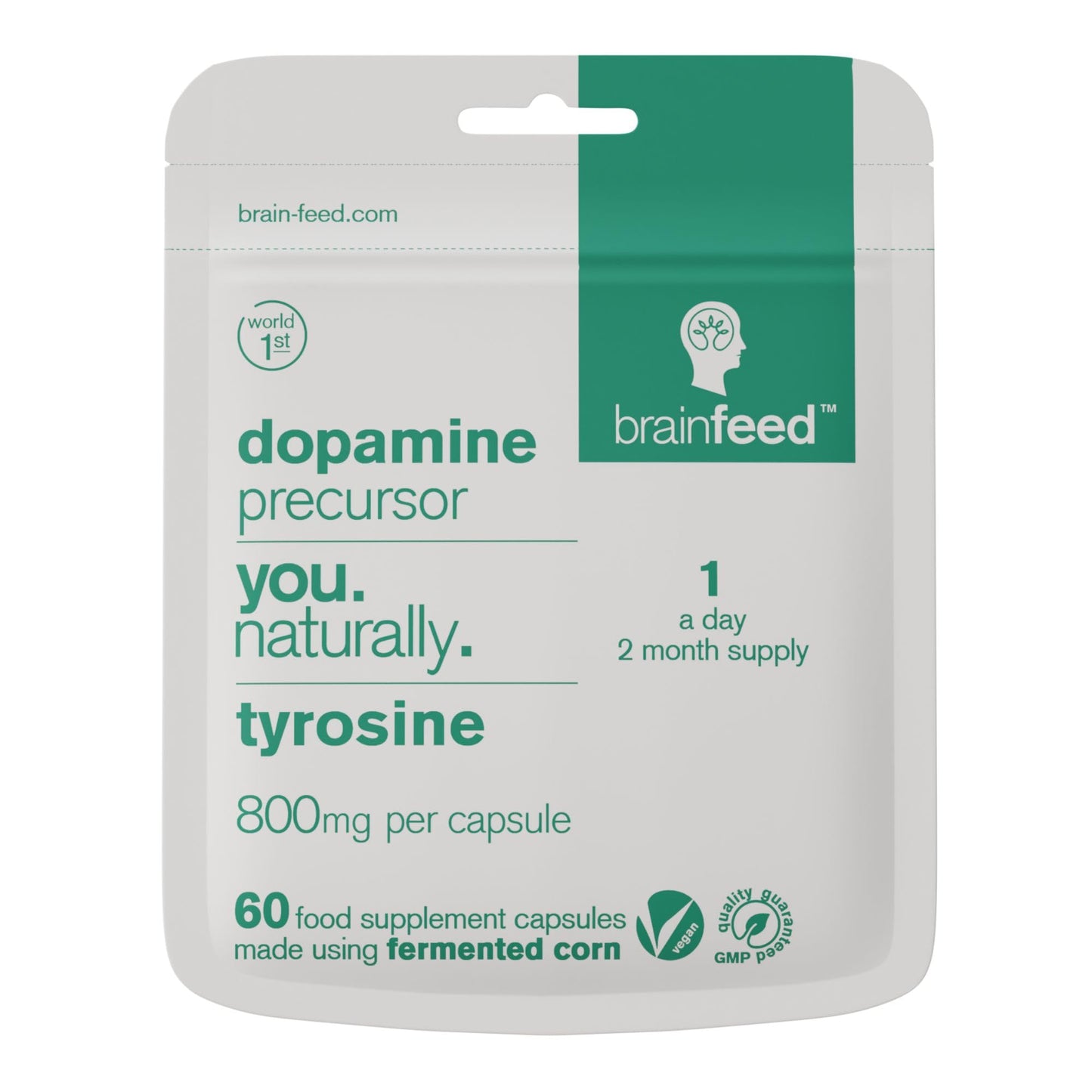 Brain Feed Dopamine Supplements High Strength Dopamine Booster 800mg L-Tyrosine per Capsule, 60 Count