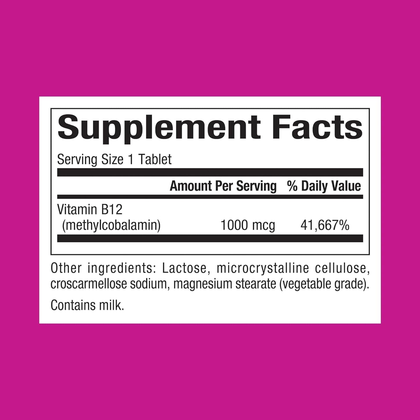 Natural Factors Vitamin B12 Methylcobalamin 1,000 mcg Tablets, 180 Count