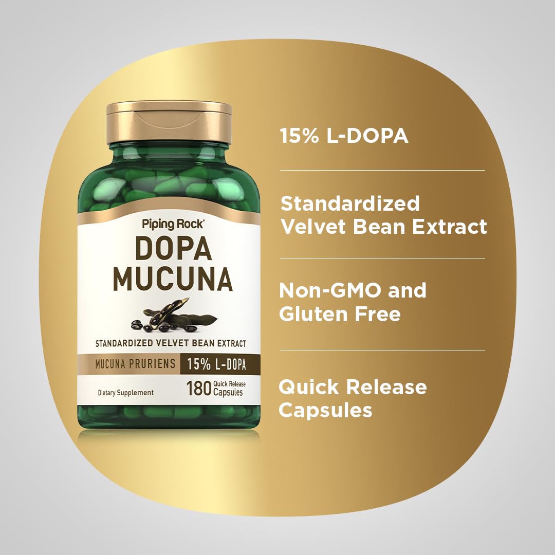 Piping Rock DOPA Mucuna Capsule, 180 Count