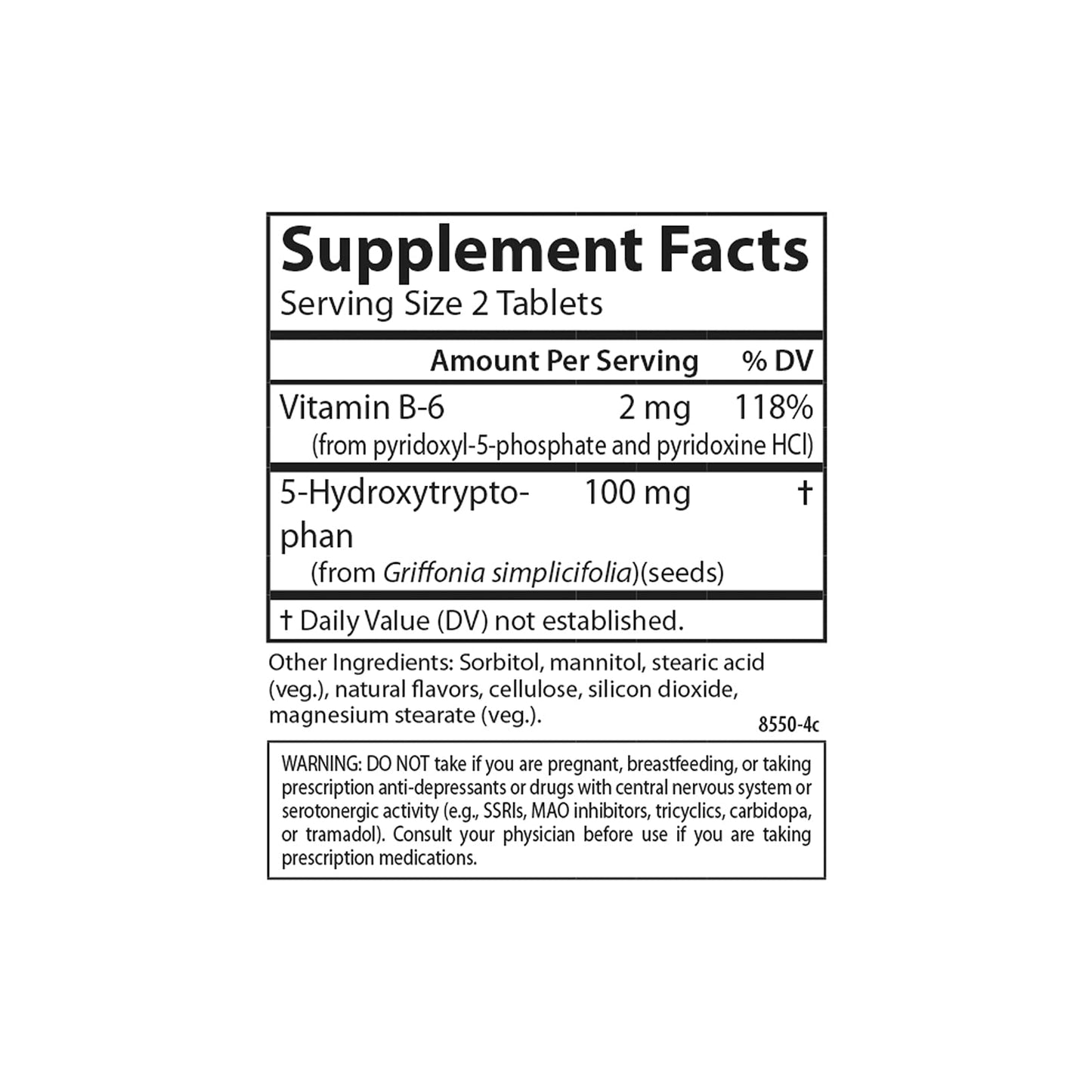 Carlson Healthy Mood 5-HTP Elite 100 mg with Vitamin B6 Mood Support & Relaxation Supplement Raspberry Chewable Tablet, 120 Count