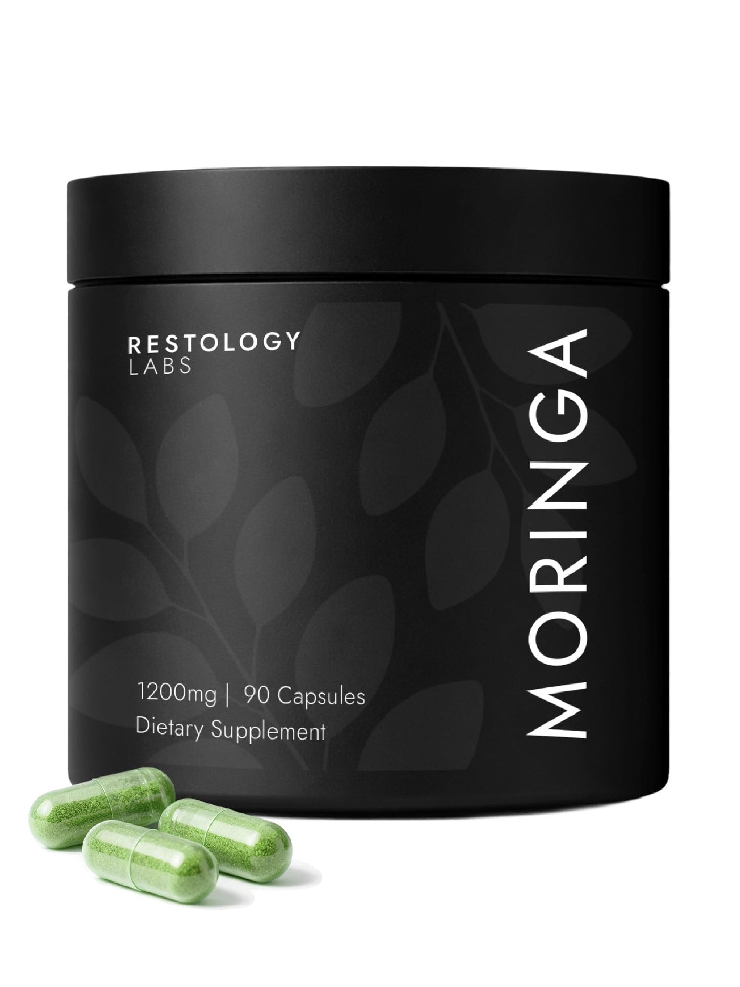 Restology Labs Organic Moringa Leaf Capsules 1200mg, Non-GMO Nutrient-Dense Superleaf Supplement, Made in USA, 90 Capsules