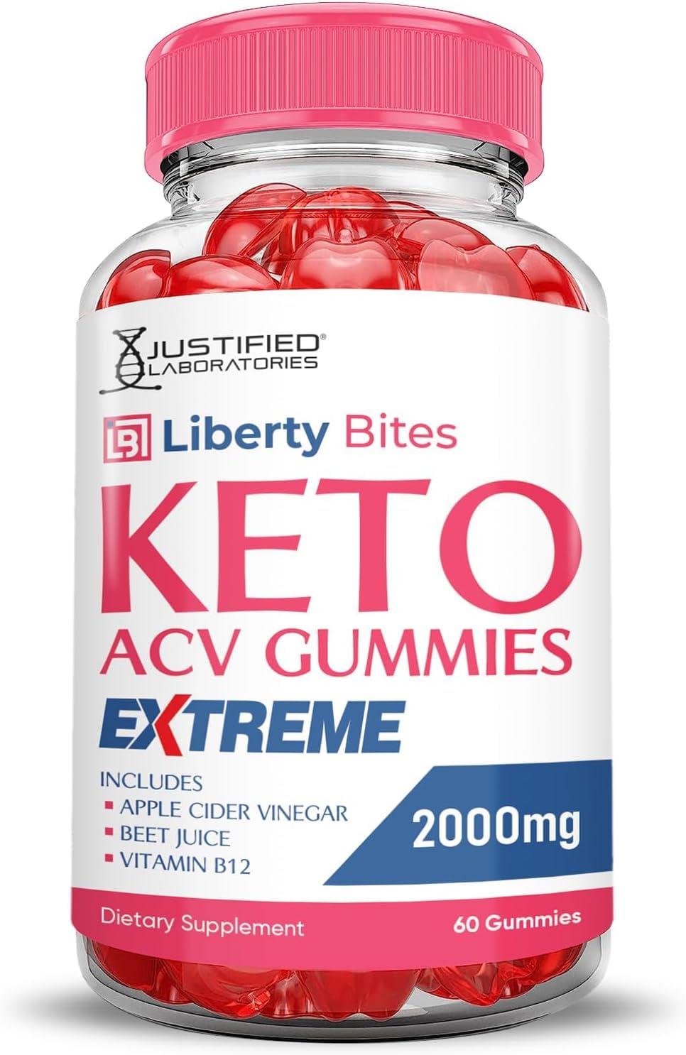 Justified Laboratories Liberty Bites Keto ACV Gummies Extreme 2000MG Gummy 120 Count