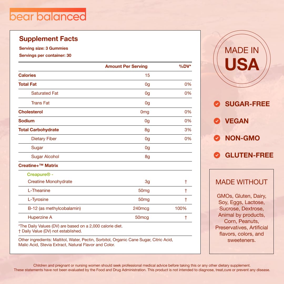 Bear Balanced Creatine Gummies 90 Count