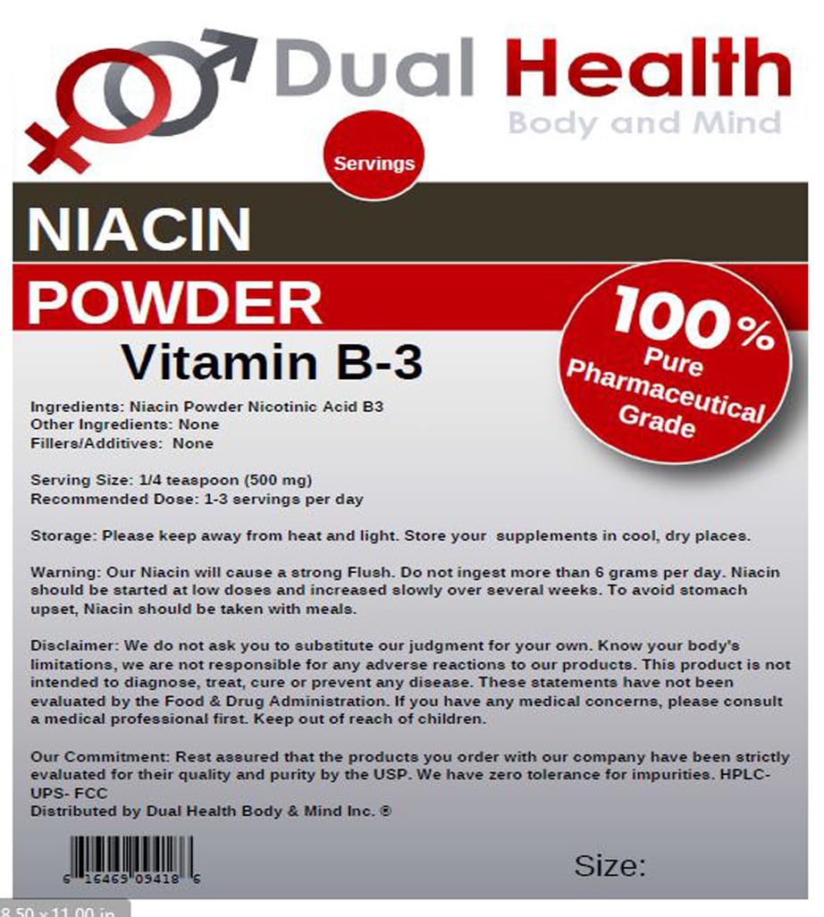 Dual Health Body & Mind Niacin Powder, 80 oz