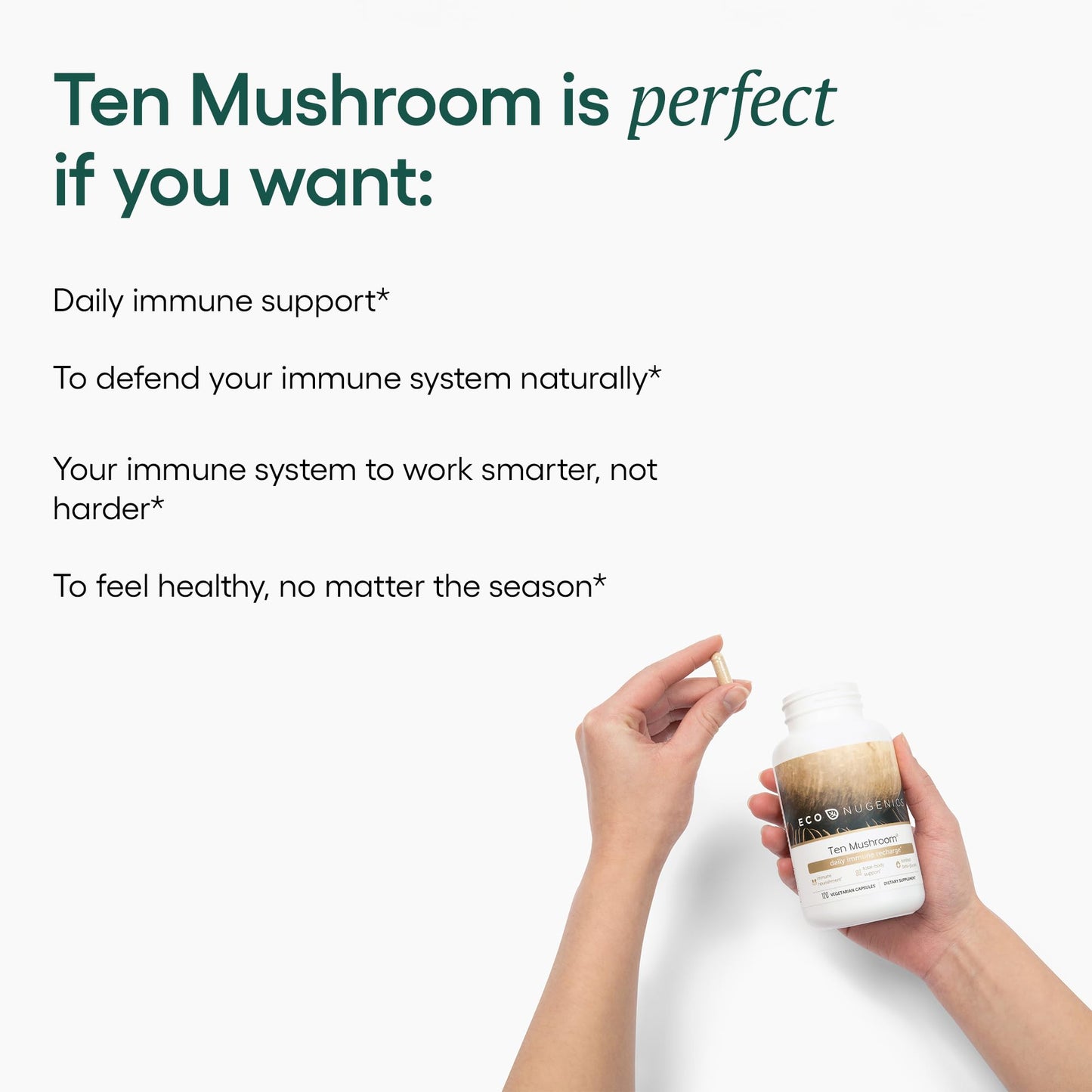 EcoNugenics Ten Mushroom Supplement: Daily Immune Support, 120 capsules