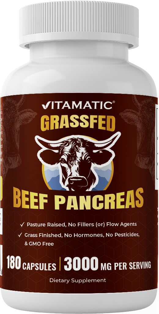 Vitamatic Grass-Fed Beef Pancreas 180 Capsules