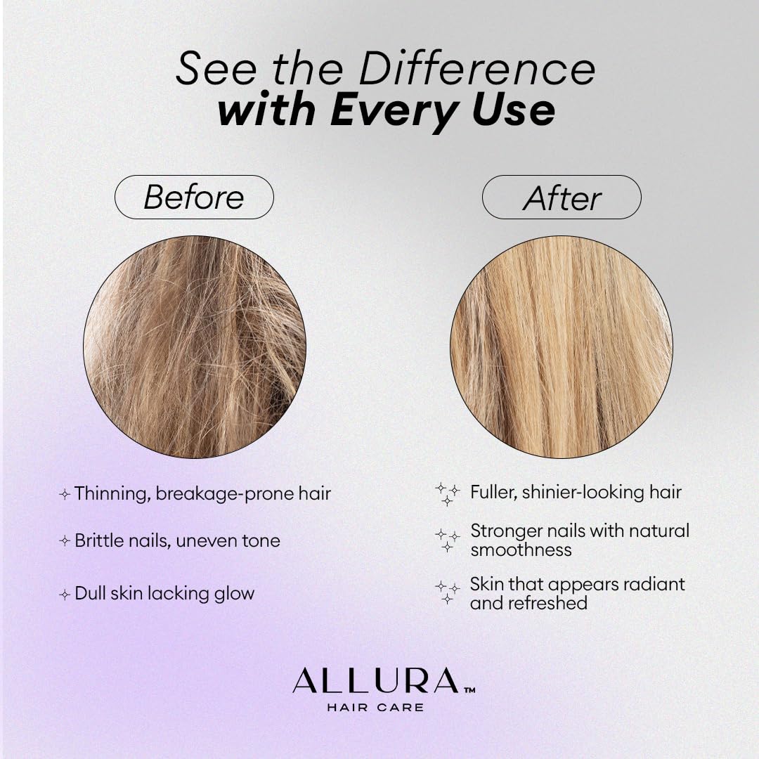 ALLURA HAIR Hair Skin & Nails Biotin Gummies 6000mcg, 60 Count
