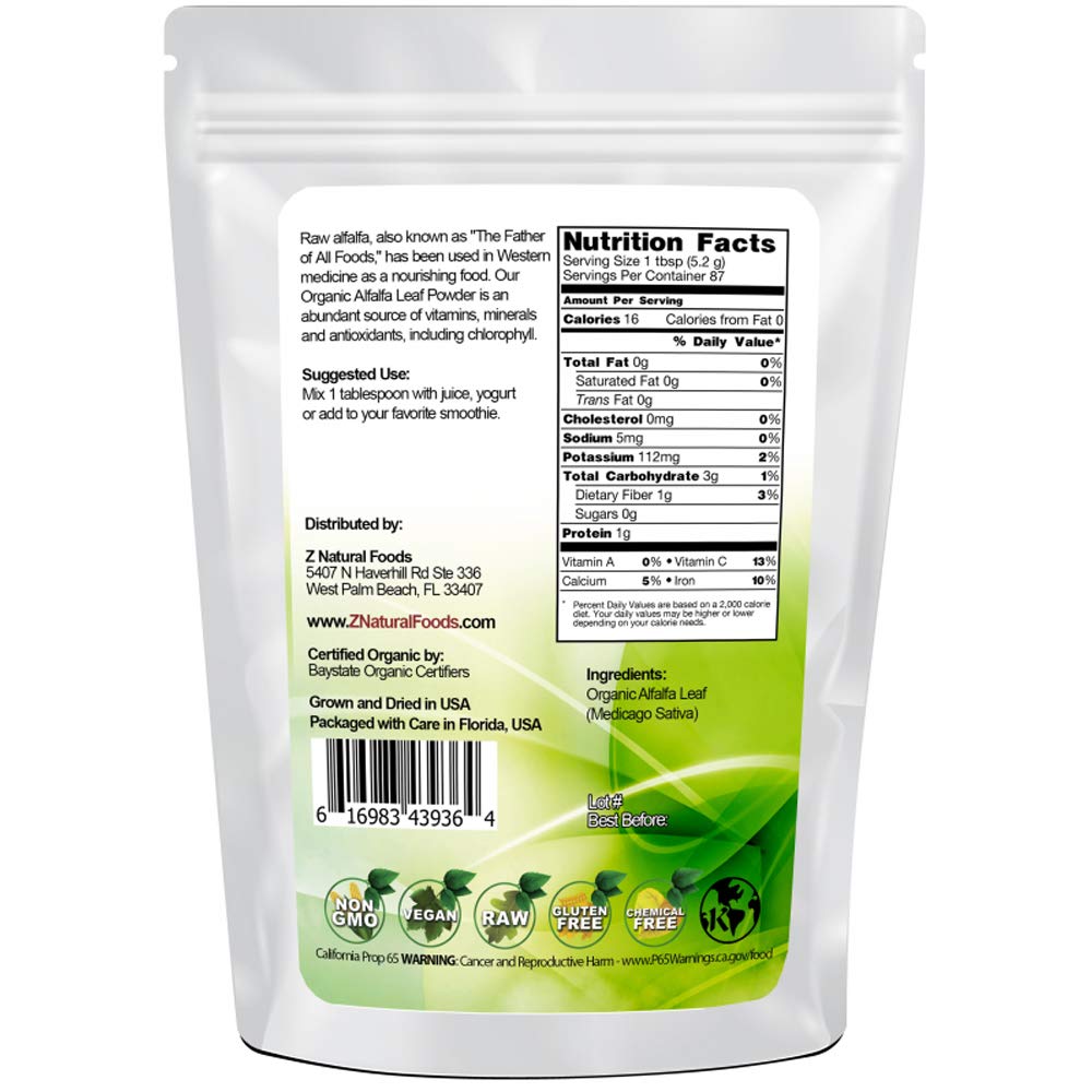 Z Natural Foods Organic Alfalfa Leaf Powder 16 oz