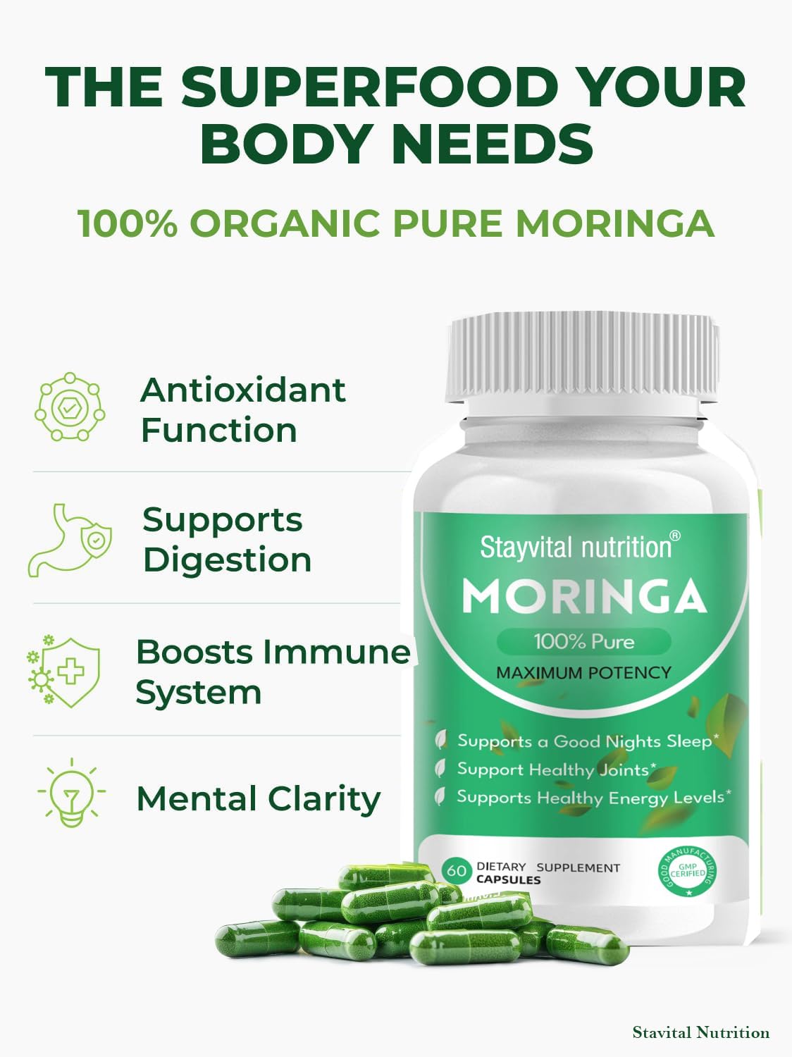 Stayvital Nutrition Moringa Capsules 60 Count