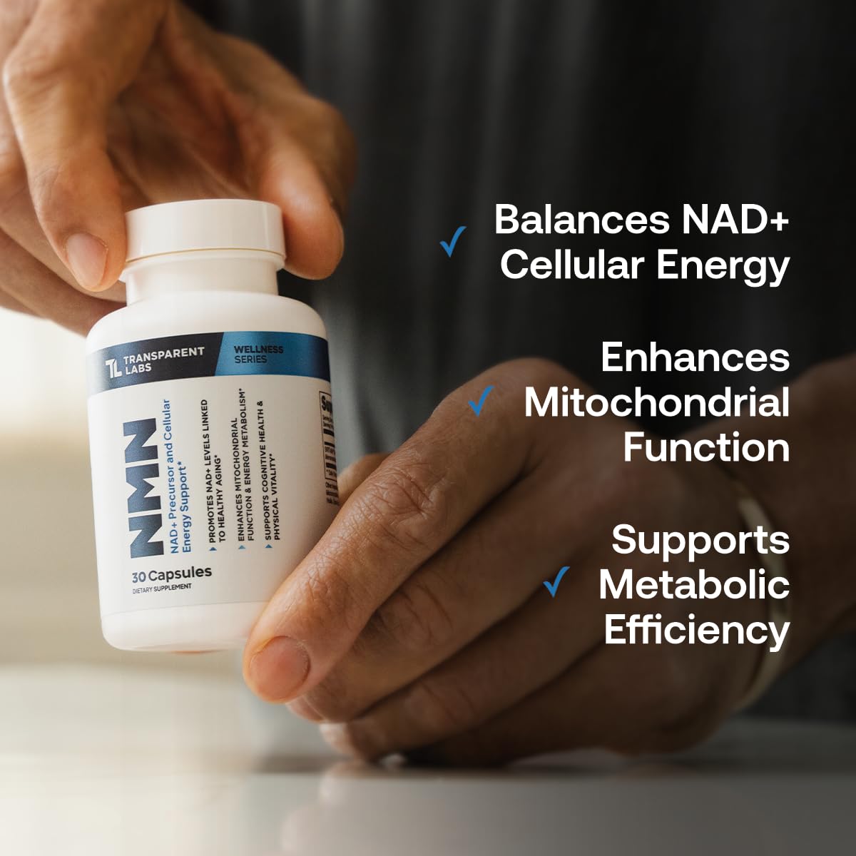 Transparent Labs NMN Supplement for NAD+ Levels Powder 1.5 oz - 600 mg Nicotinamide Mononucleotide