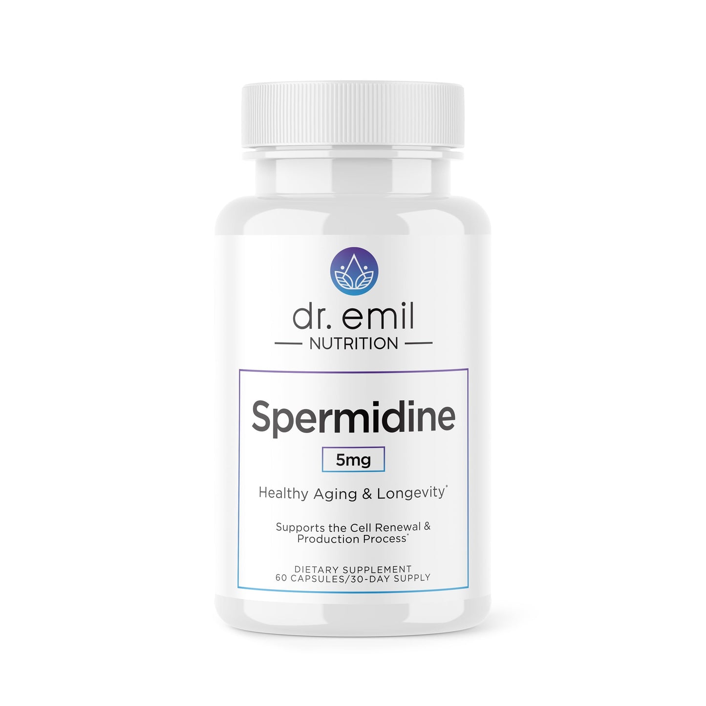 Dr. Emil Nutrition Aging & Longevity, Pure Spermidine 5mg, Thiamin 20mg, 60 Capsules
