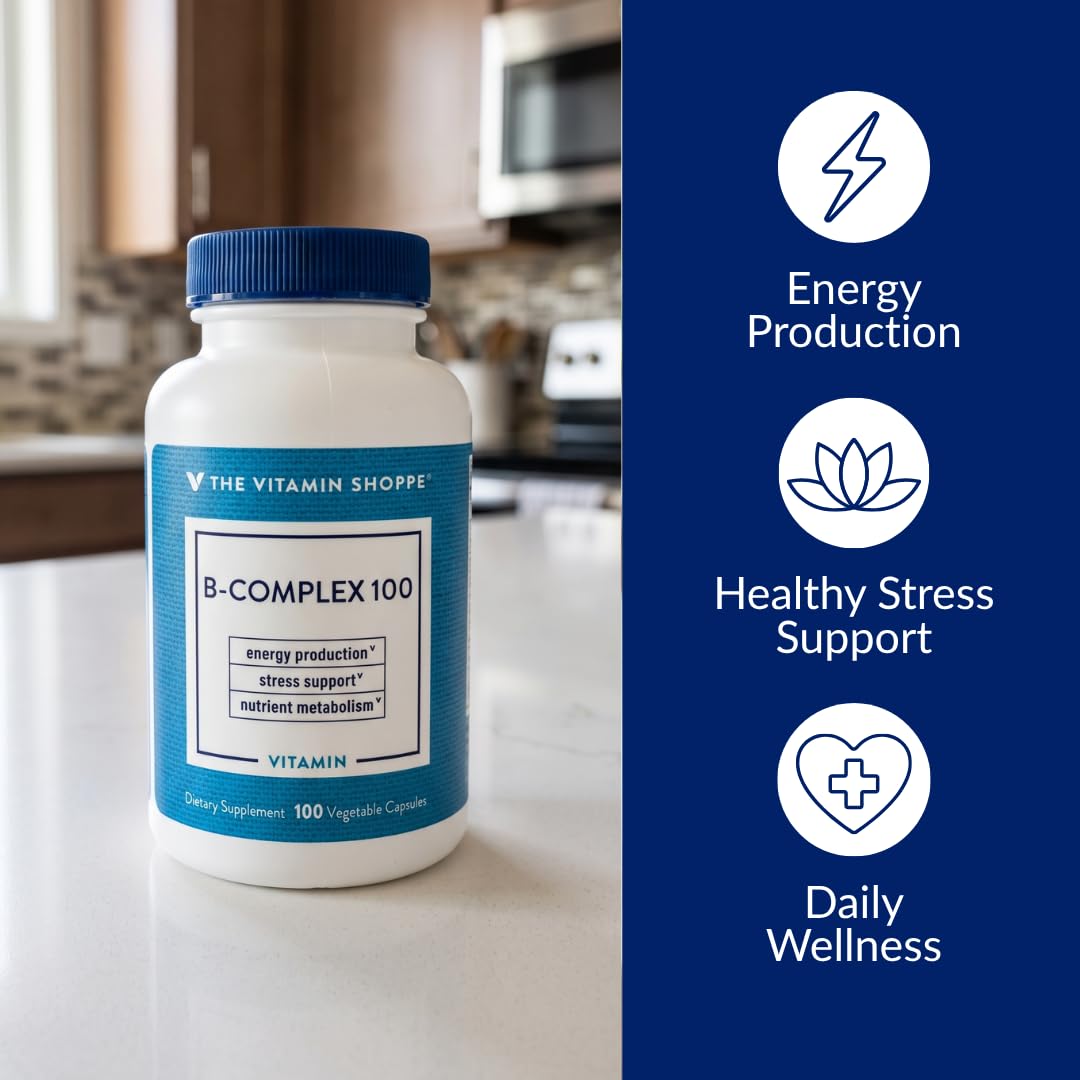 The Vitamin Shoppe B-Complex 100 - Complete B Vitamin Formula Vegetarian Capsules 1 Count