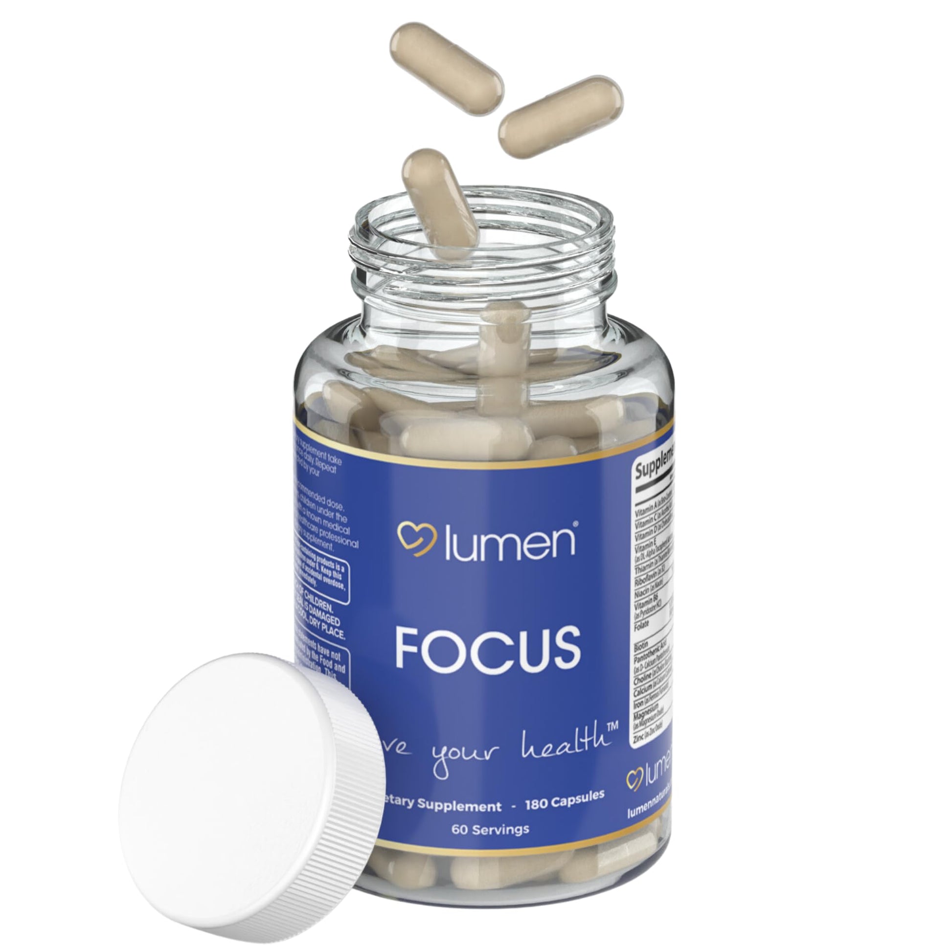 Lumen Naturals Focus Neuro Brain Supplement for Women 180 Capsules
