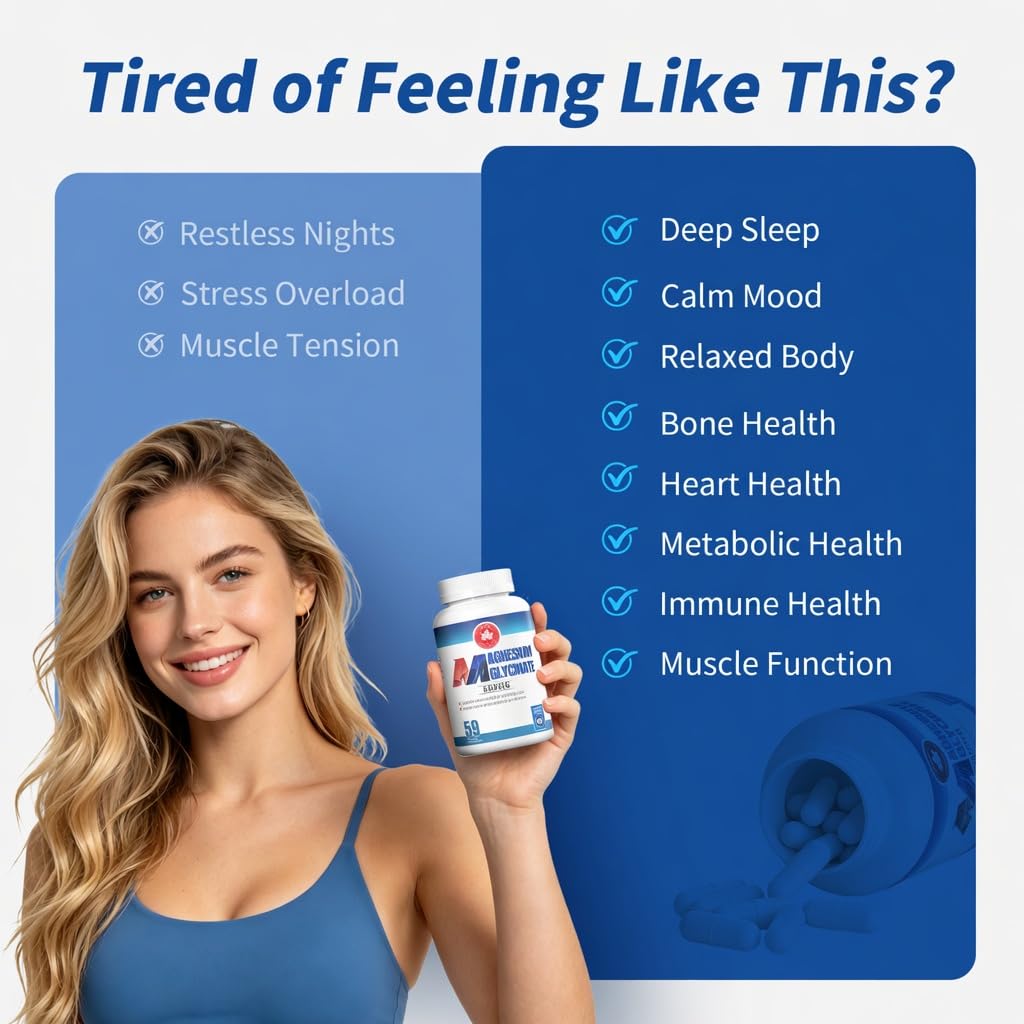 GABE SUNNYBEARS Magnesium Glycinate Capsules 500mg with B12 & B6, High Absorption for Sleep, Relaxation & Muscle Support, Gentle on Stomach, 59 Capsules