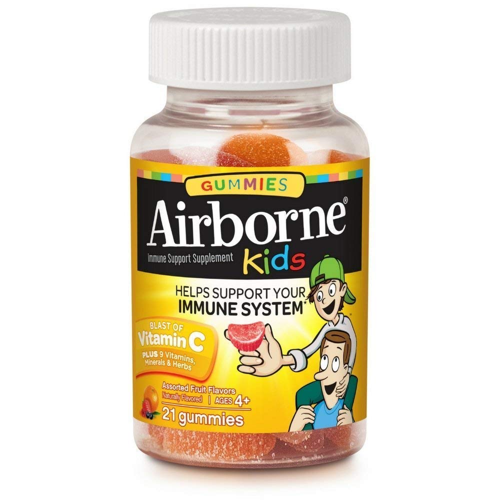 Airborne Kids Assorted Fruit Flavored Gummies, 21 Count, Pack of 6