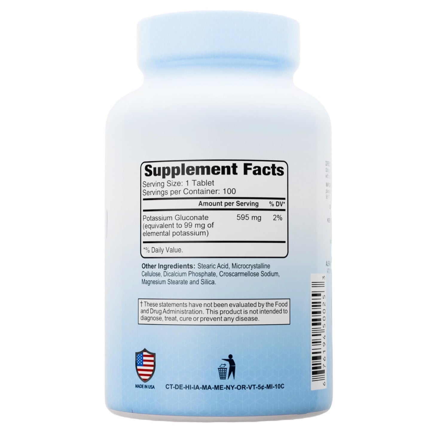 ALFA VITAMINS Potassium Gluconate 595 Mg 100 Tablets