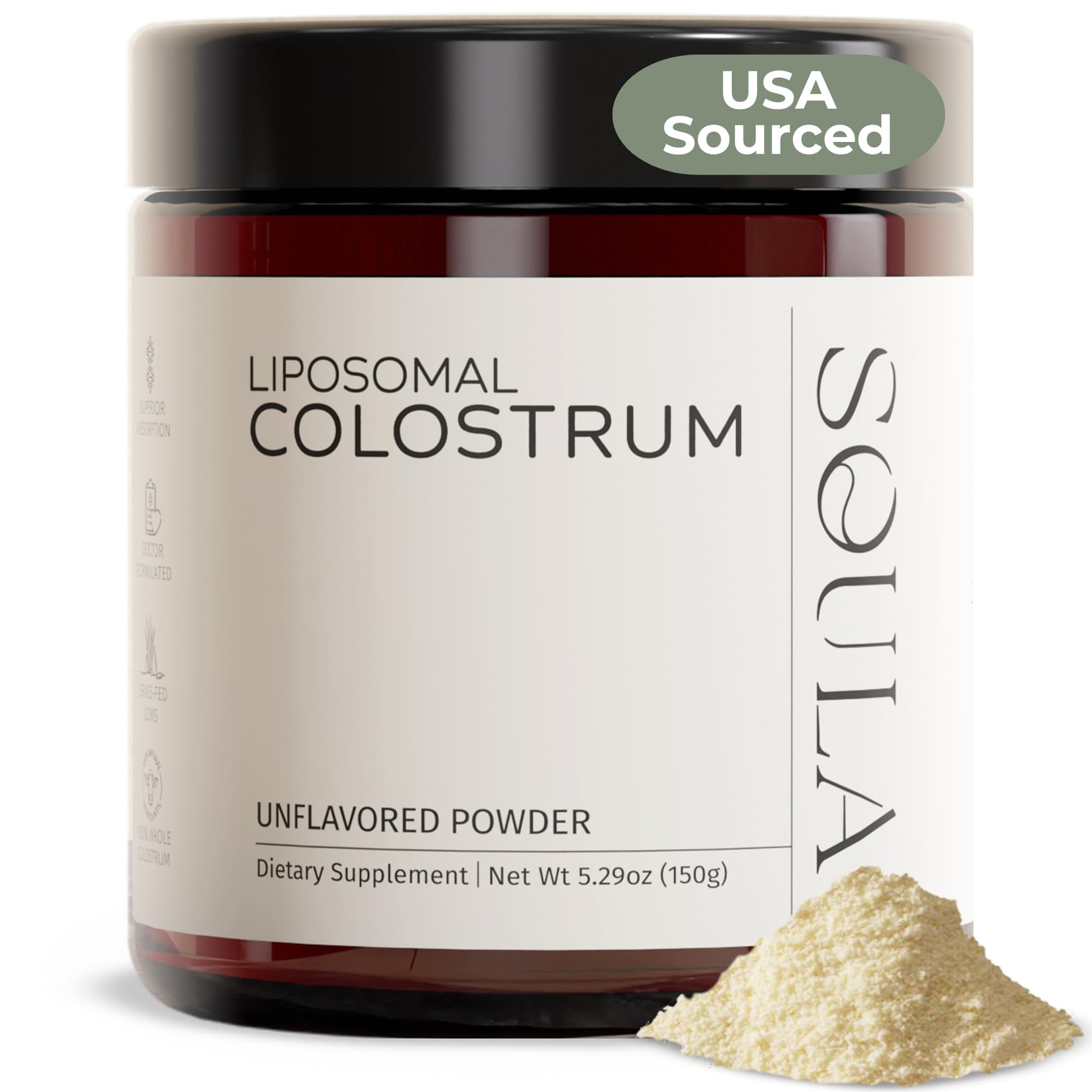 SOULA Liposomal Whole Colostrum Supplement Powder, 5.29 oz
