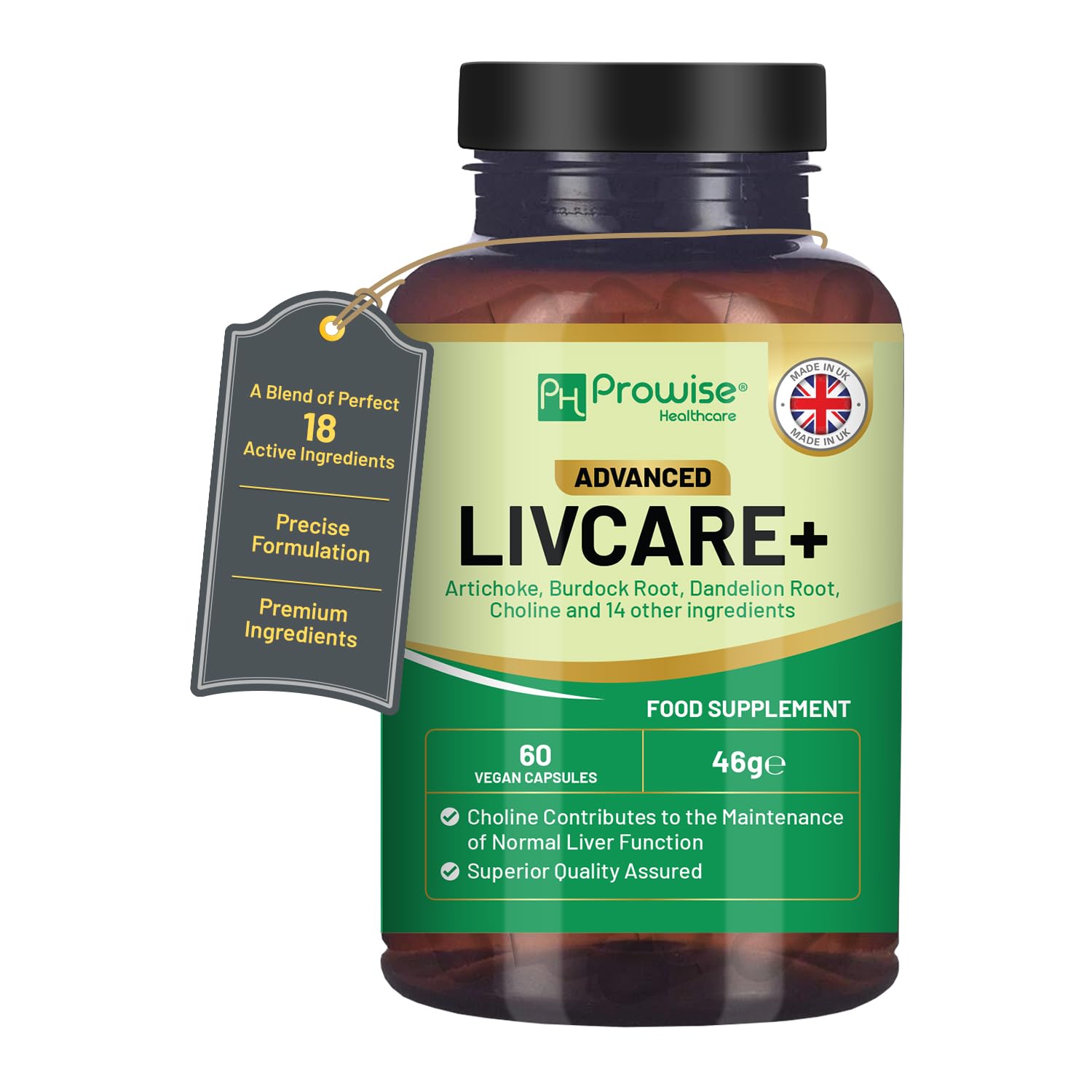 PH PROWISE Healthcare Advanced Livcare+ Vegan Capsules, 60 Count