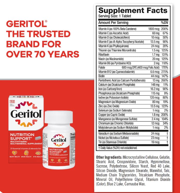 Geritol Multivitamin Nutritional Support Tablets, 100 Count