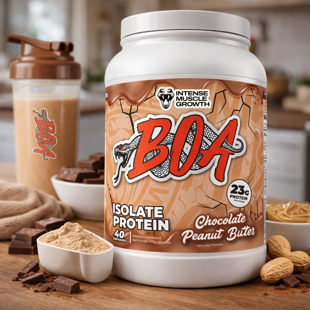 BOA Whey Protein Isolate Powder with Vitamin B6 and Zinc, Chocolate Peanut Butter, 40 Servings
