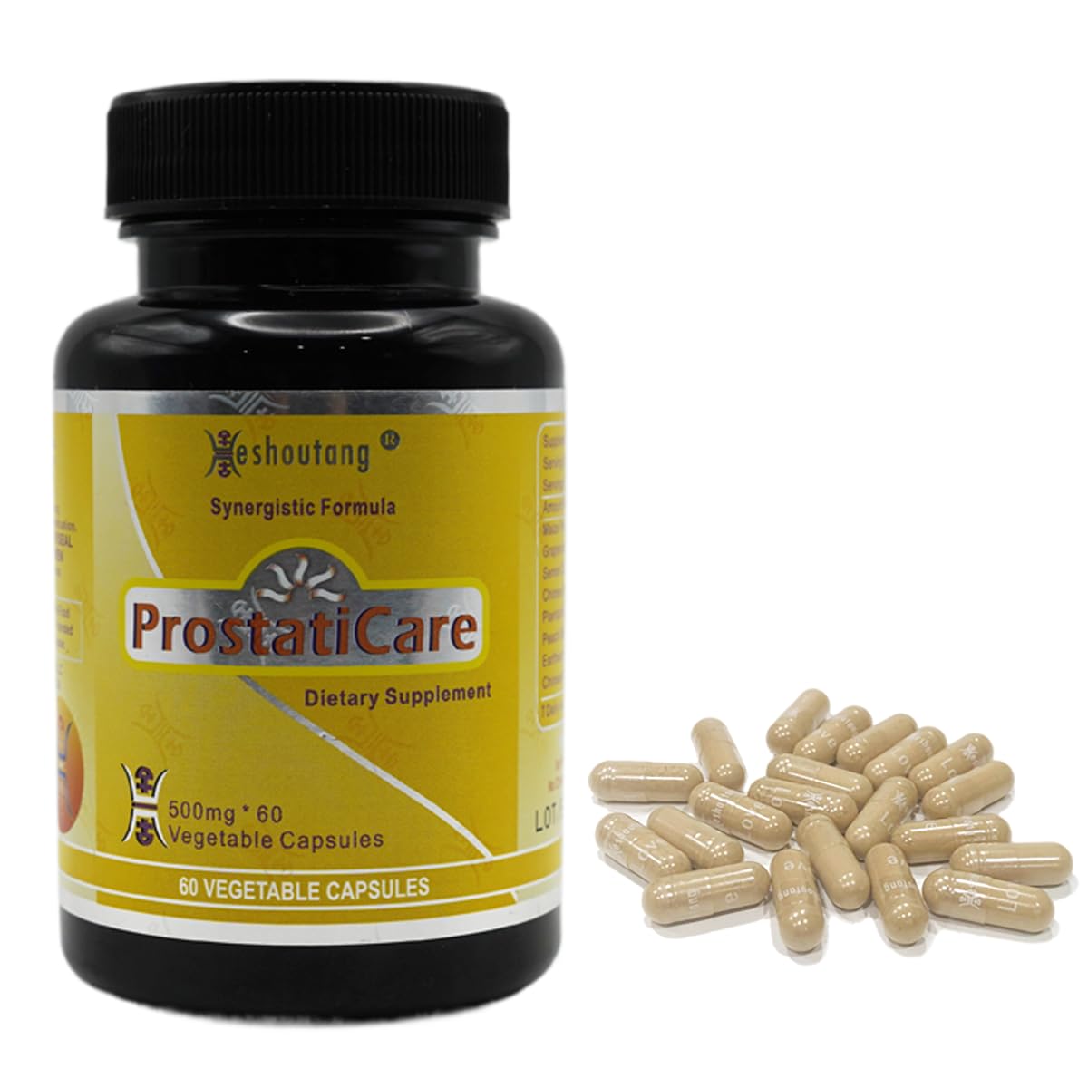 Heshoutang ProstatiCare Market Proven Herbal Prostate Optimizer for Overall Wellness of Prostate Urinary System Cleaner Capsule 60 Count
