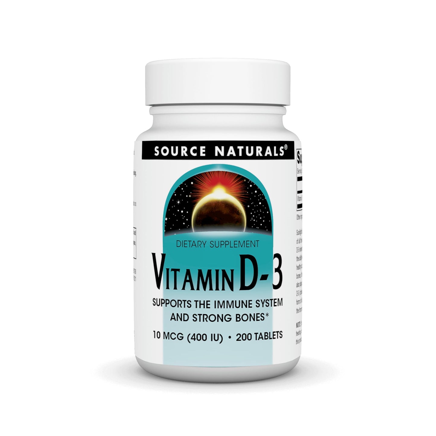 Source Naturals Vitamin D-3 400 IU Tablets, 200 Tablets