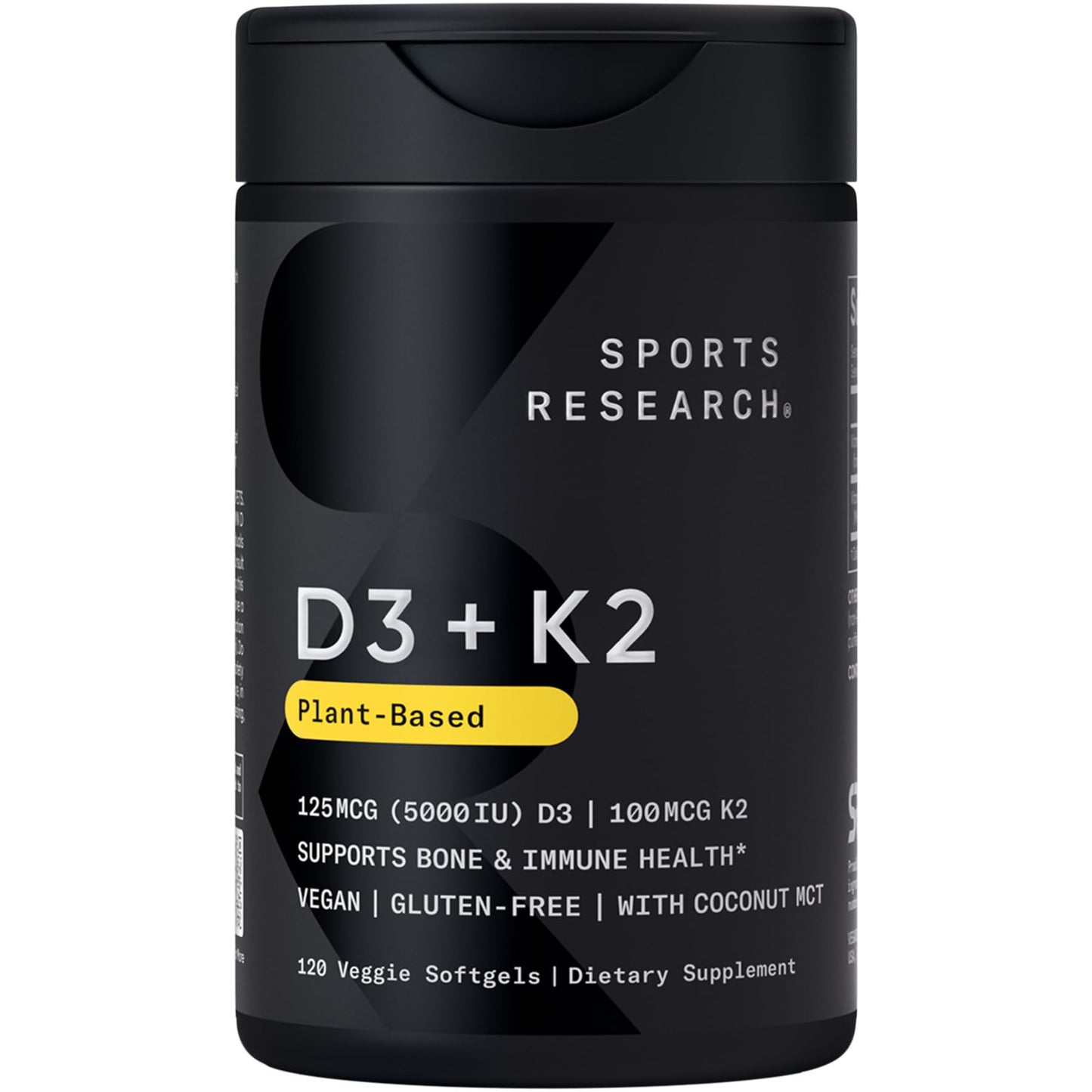 Sports Research Vitamin D3 with K2 Softgels 120 Count