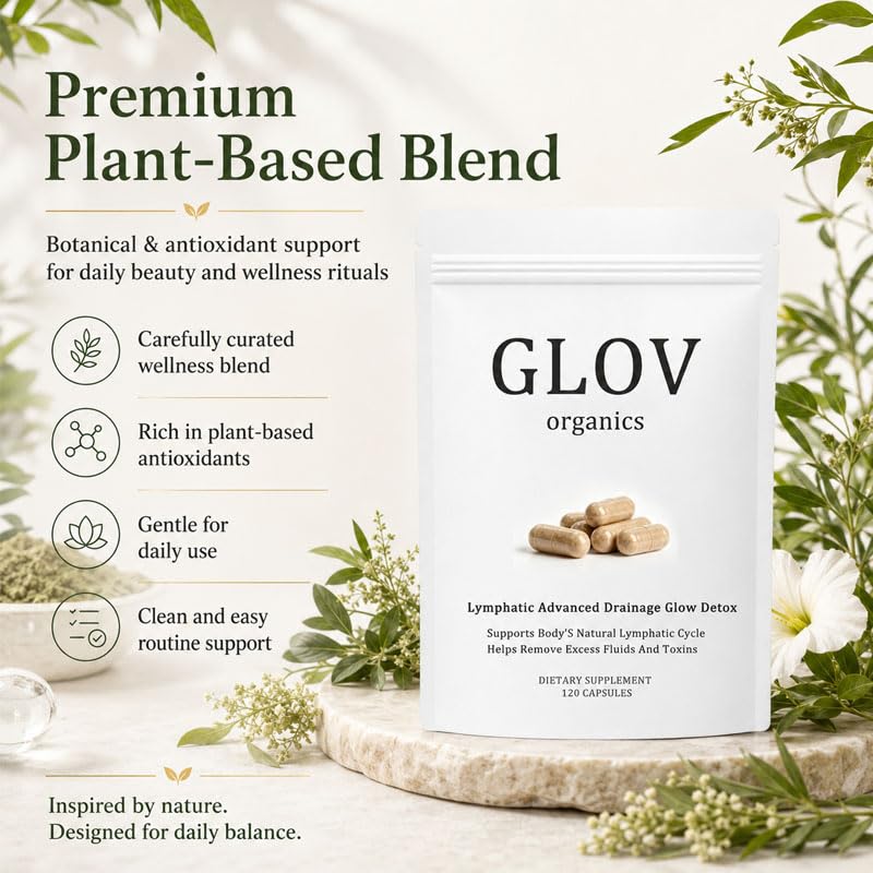 Glov Organics Lymphatic Advanced Drainage Glow Detox Wellness Formula Capsules 1