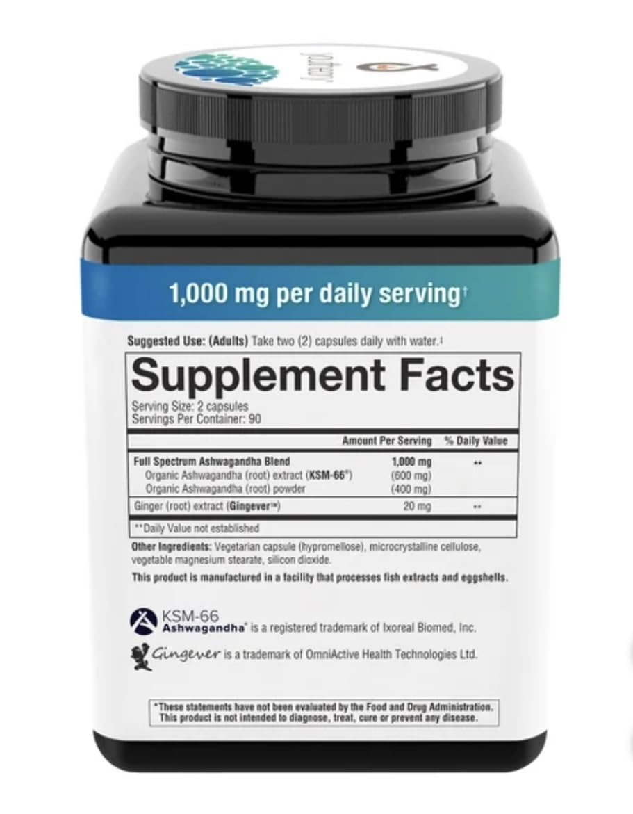 Youtheory Ashwagandha 1000mg with KSM-66 Capsules, 180 Count