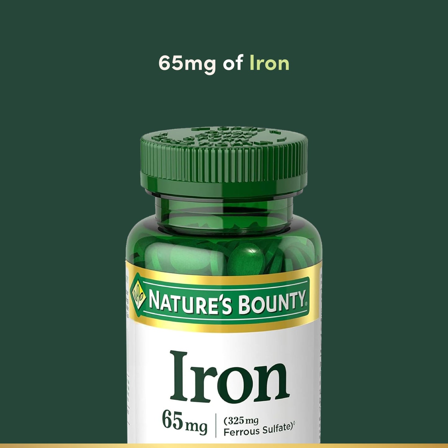 Nature's Bounty Iron 65 mg Ferrous Sulfate Tablets, 100 Count