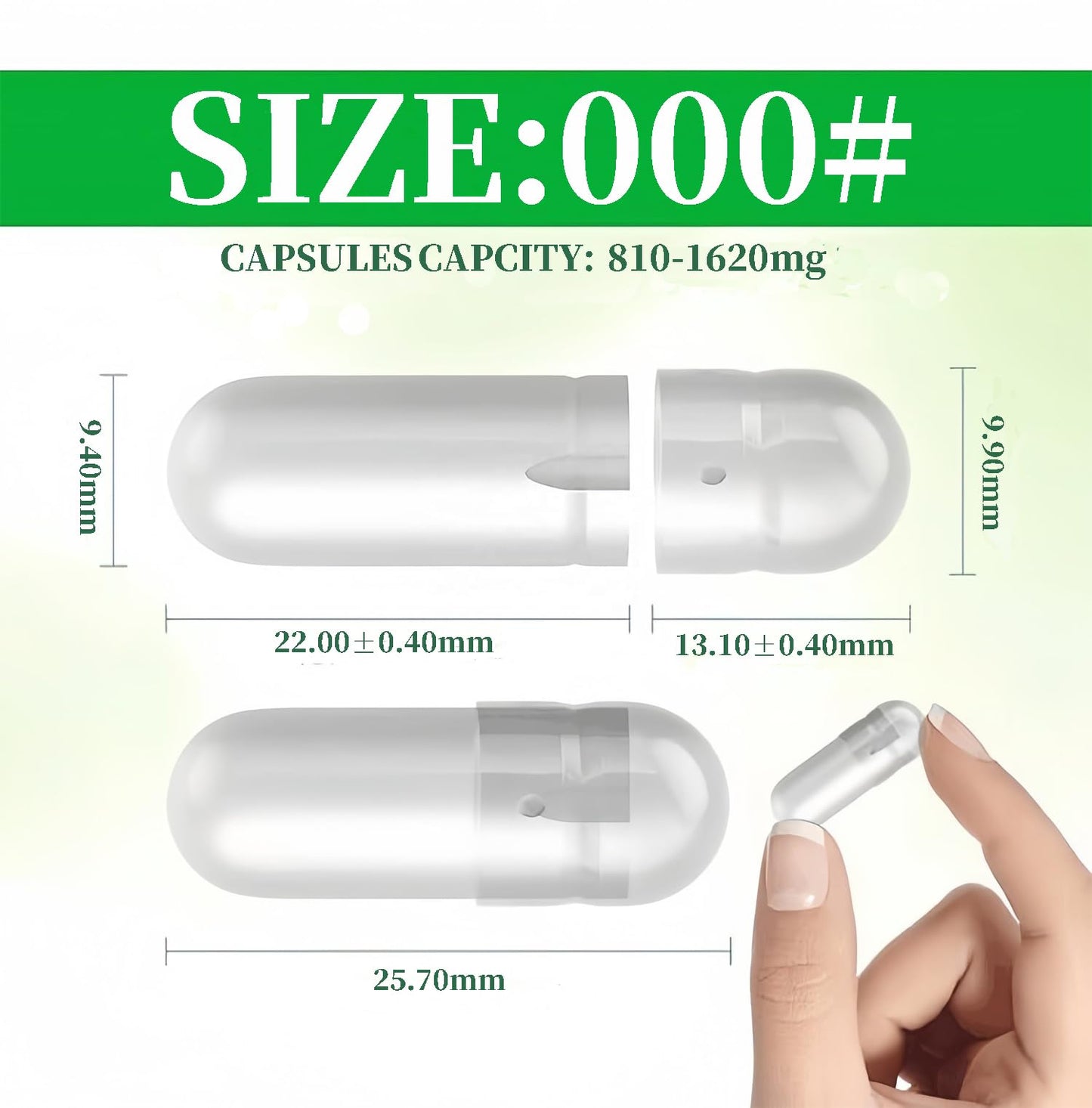 Generic Empty Capsule Size 000 Clear Vegetarian Capsules, 1000 Count