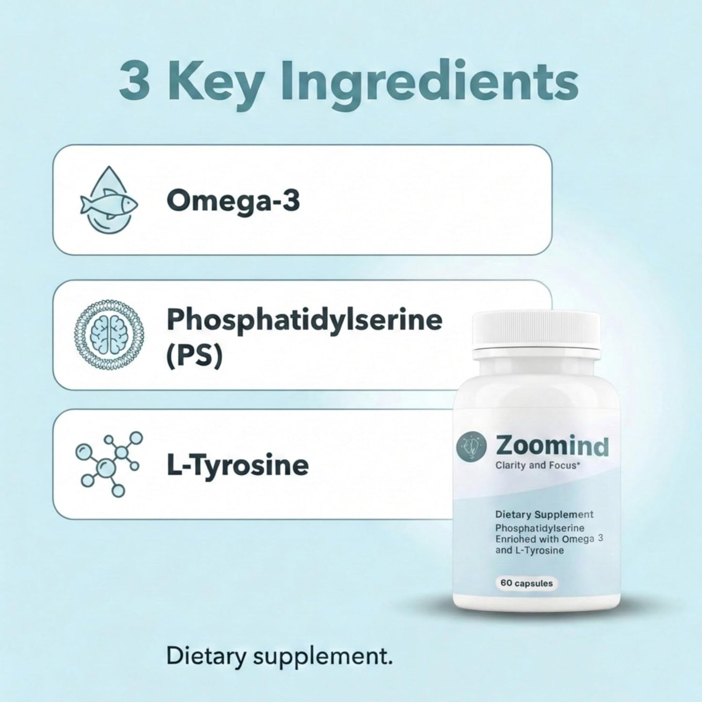 PHARMA SHAUL LTD Zoomind Brain Supplements for Focus and Clarity, 60 Capsules