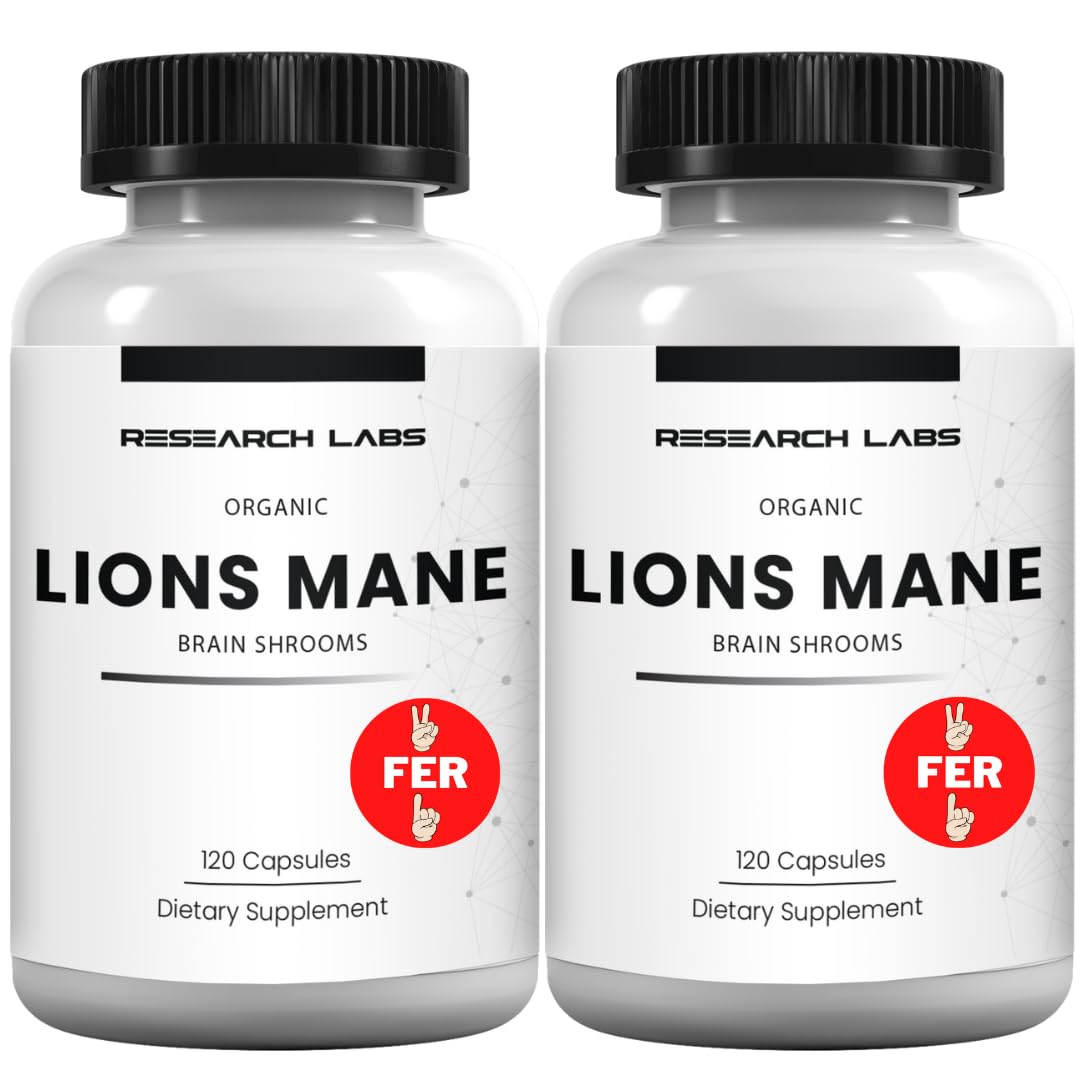 Research Labs Organic Lions Mane Supplement Capsules, 240 Capsules
