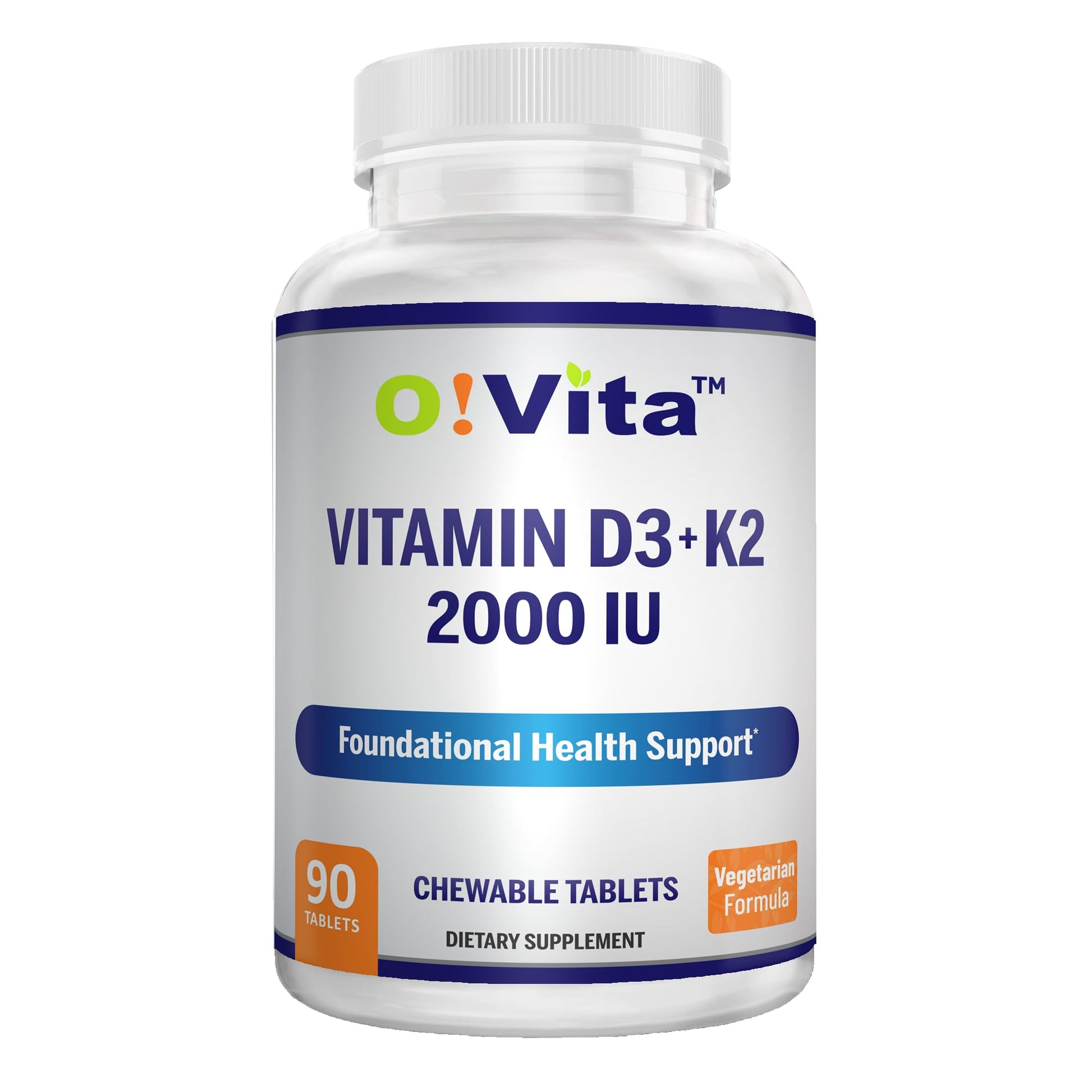O!VITA Vitamin D3 + K2 2000IU Chewable, 90 Tablets