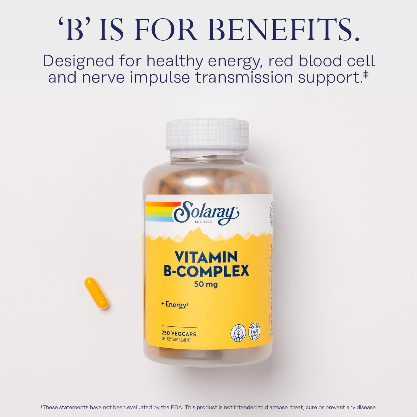 SOLARAY Vitamin B Complex 50 mg Capsule, 250 VegCaps