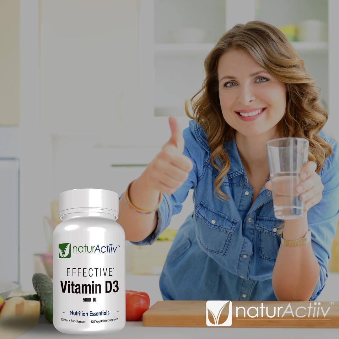 naturActiiv Organic Vitamin D3 125mcg (5000 iu) Pro Strength Mini Capsule, 120 Count