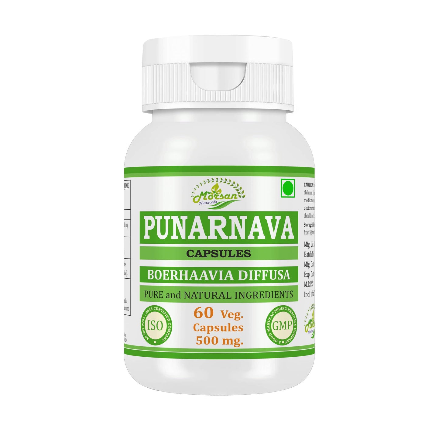 Morsan Nutraveda Punarnava (Boerhaavia Diffusa) Capsules 120 Count