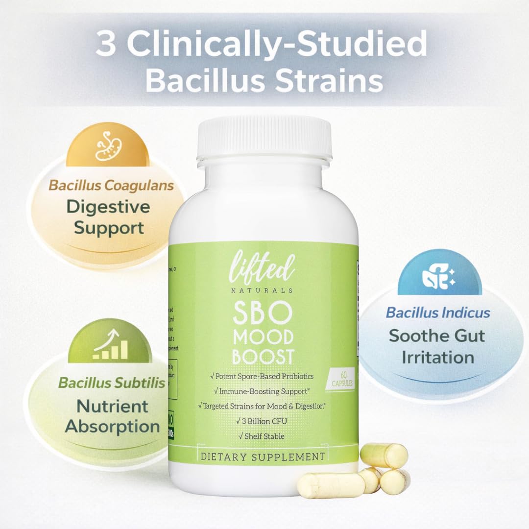Lifted Naturals SBO Mood Boost Spore-Based Probiotic Capsules 60 Count