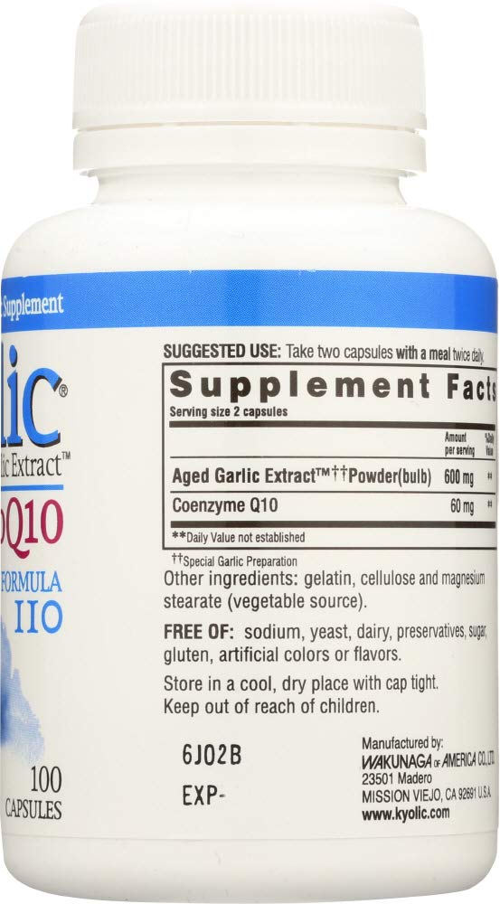 Kyolic Garlic Extract w/ Co-Q-10 Formula 110 Capsules, 100 Count