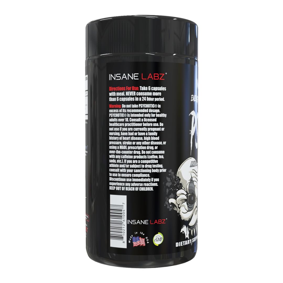 Insane Labz Psychotic Black Edition Mid Stimulant Pre Workout Powder 7.8 Ounce