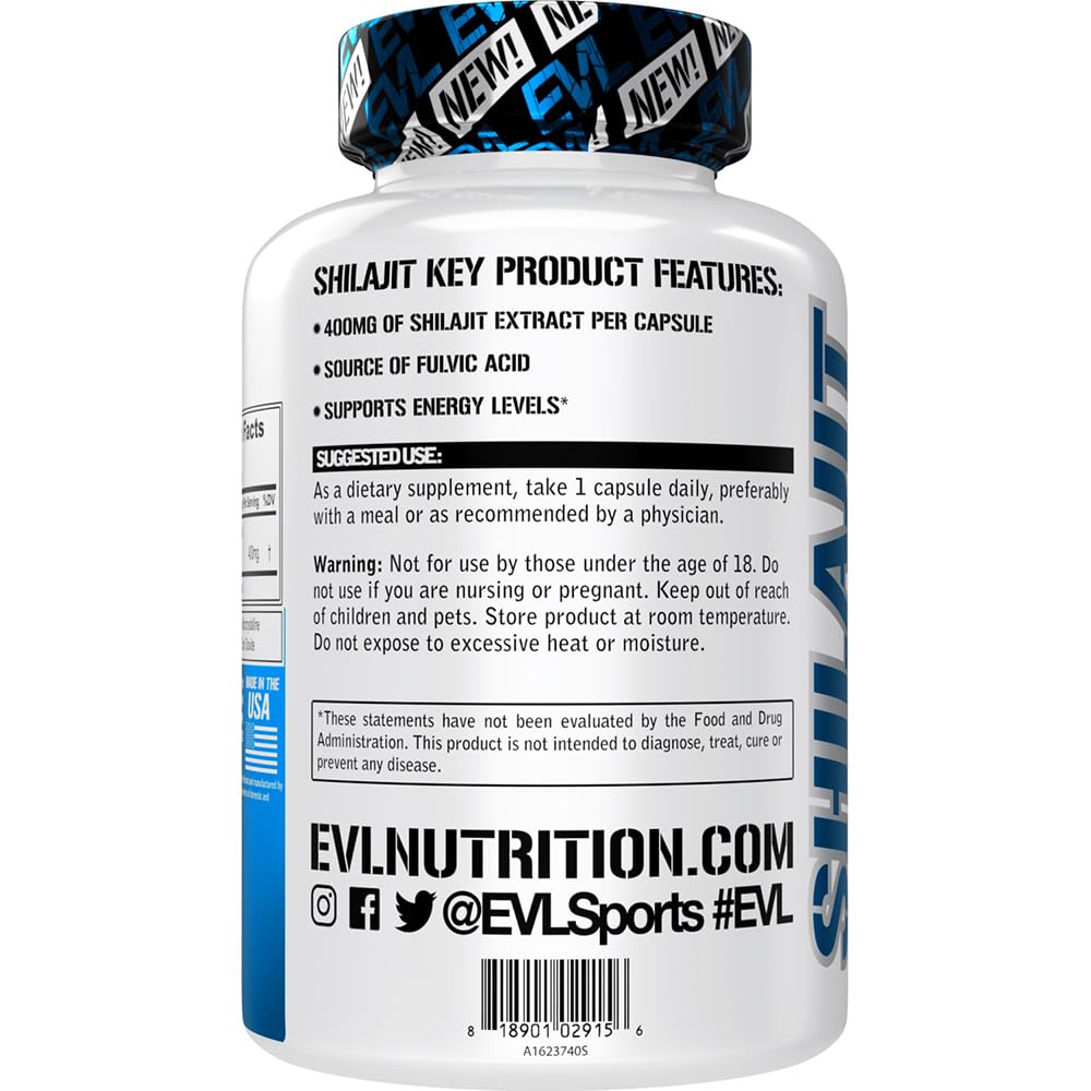 Evlution Shilajit 400mg Shilajit Extract Capsules, 60 Count