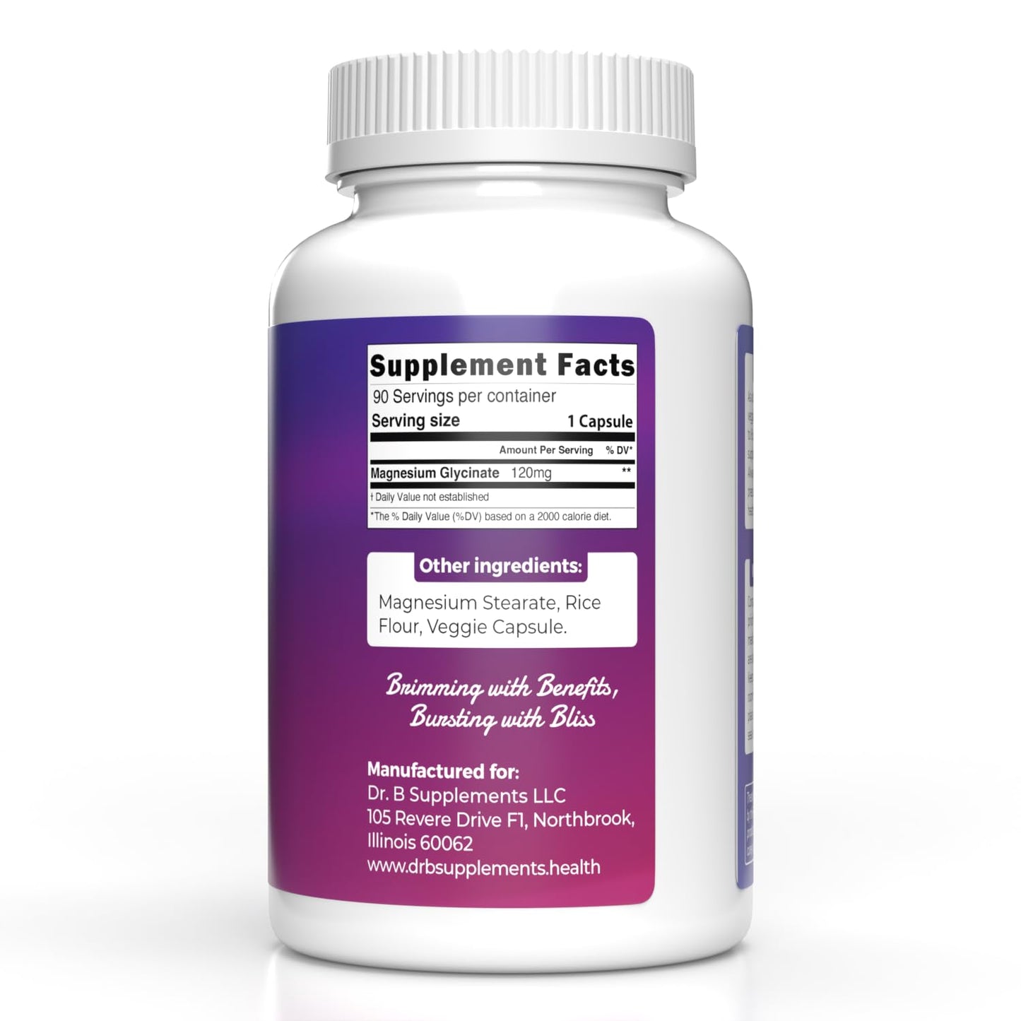 Dr B Supplements Magnesium Glycinate 120 mg, 90 Capsules