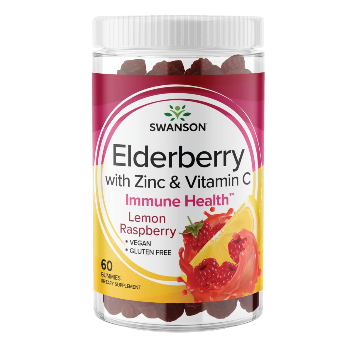 Swanson Elderberry Gummies with Zinc & Vitamin C Immune Support, 60 Gummies