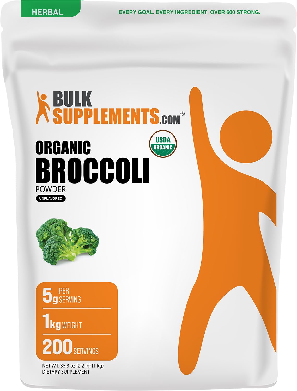 BulkSupplements Organic Broccoli Powder - Broccoli Floret & Stalk Powder, Sulforaphane Supplement, 35.3 Ounces