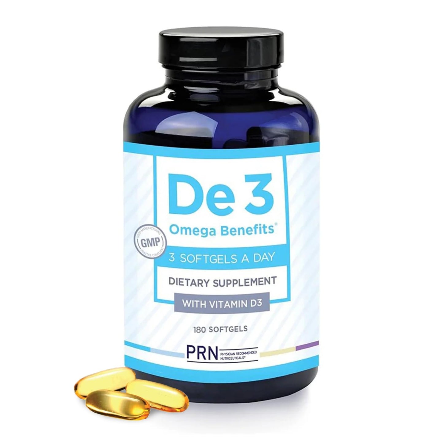 PRN Physician Recommended Nutriceuticals De3 Dry Eye Ultra Pure rTG Omega-3 Capsule, 180 Count