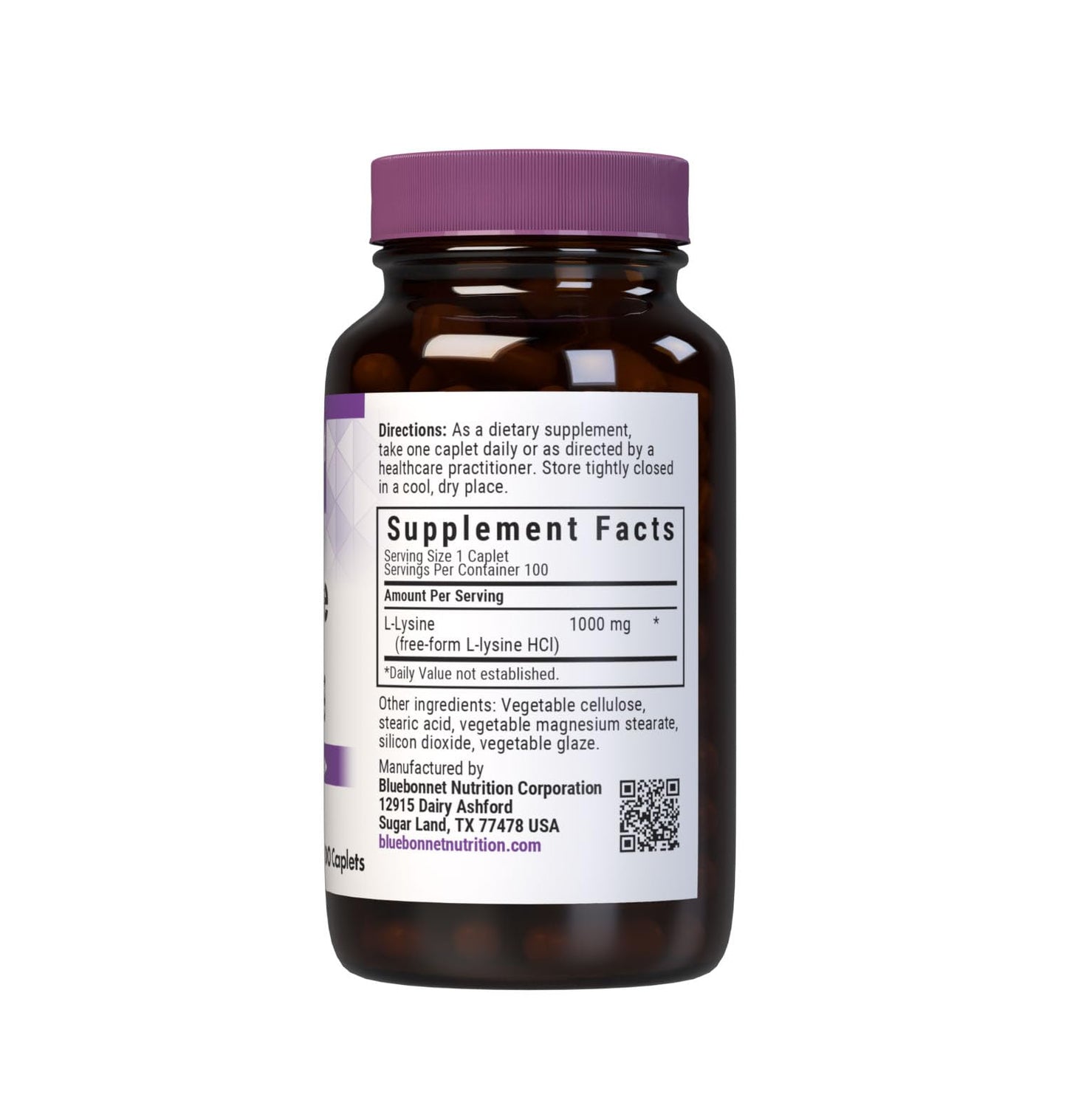 BlueBonnet L-Lysine 1000mg Capsule, 100 Count
