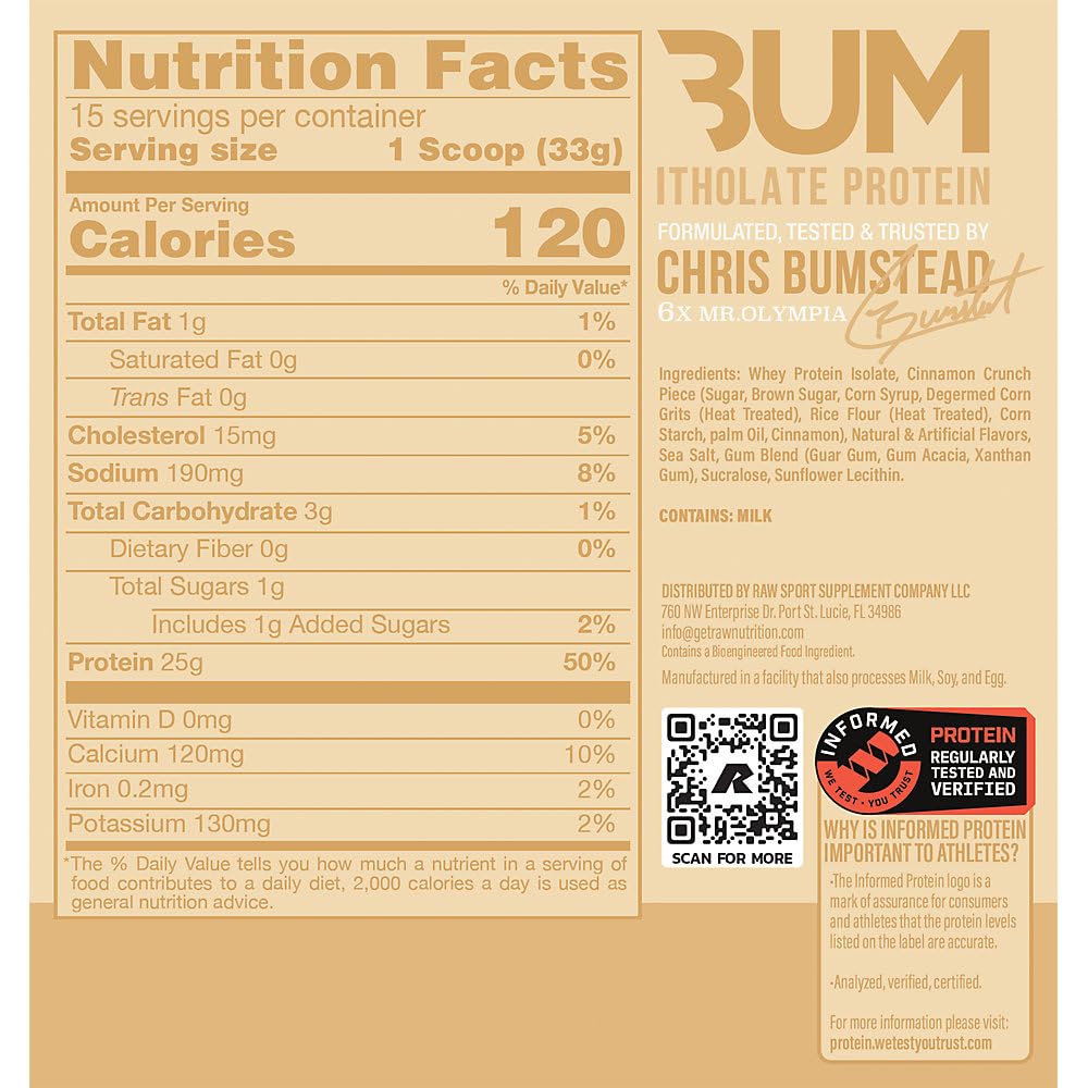 RAW CBUM Series Itholate Protein Powder Vanilla Oatmeal Cookie, 1.03 lb